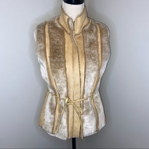 AMI vintage tan faux suede & fur vest vegan GREAT QUALITY size Small